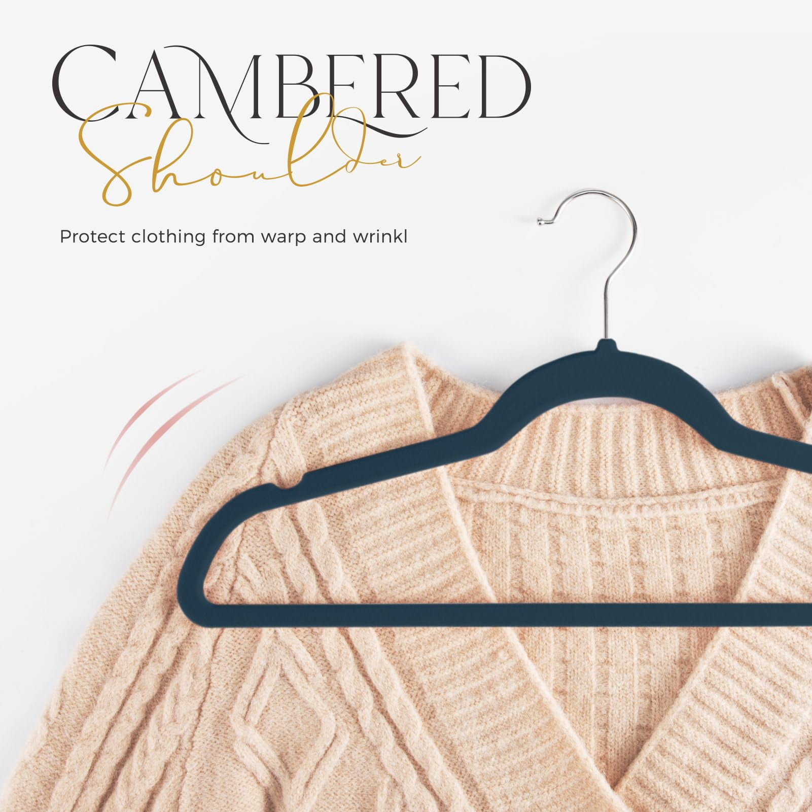 cozymood Premium Velvet Hangers Non-Slip Space Saving Suit Clothes Hangers, Navy Blue, 60 Count