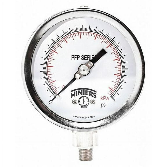 Winters Gauge,4" Dial Size,MNPT Connection PFP643WBW