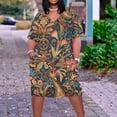 thumbnail image 2 of Pisexur Robes d'Été pour Femmes Mode Multicolore à Imprimé Floral Robe Soleil Décontractée Ample à Col en V à Manches Courtes Robes T-Shirt Fluides Surdimensionnées Robe Soleil avec Poches Grande Taille Robe Midi G-5TG, 2 of 5