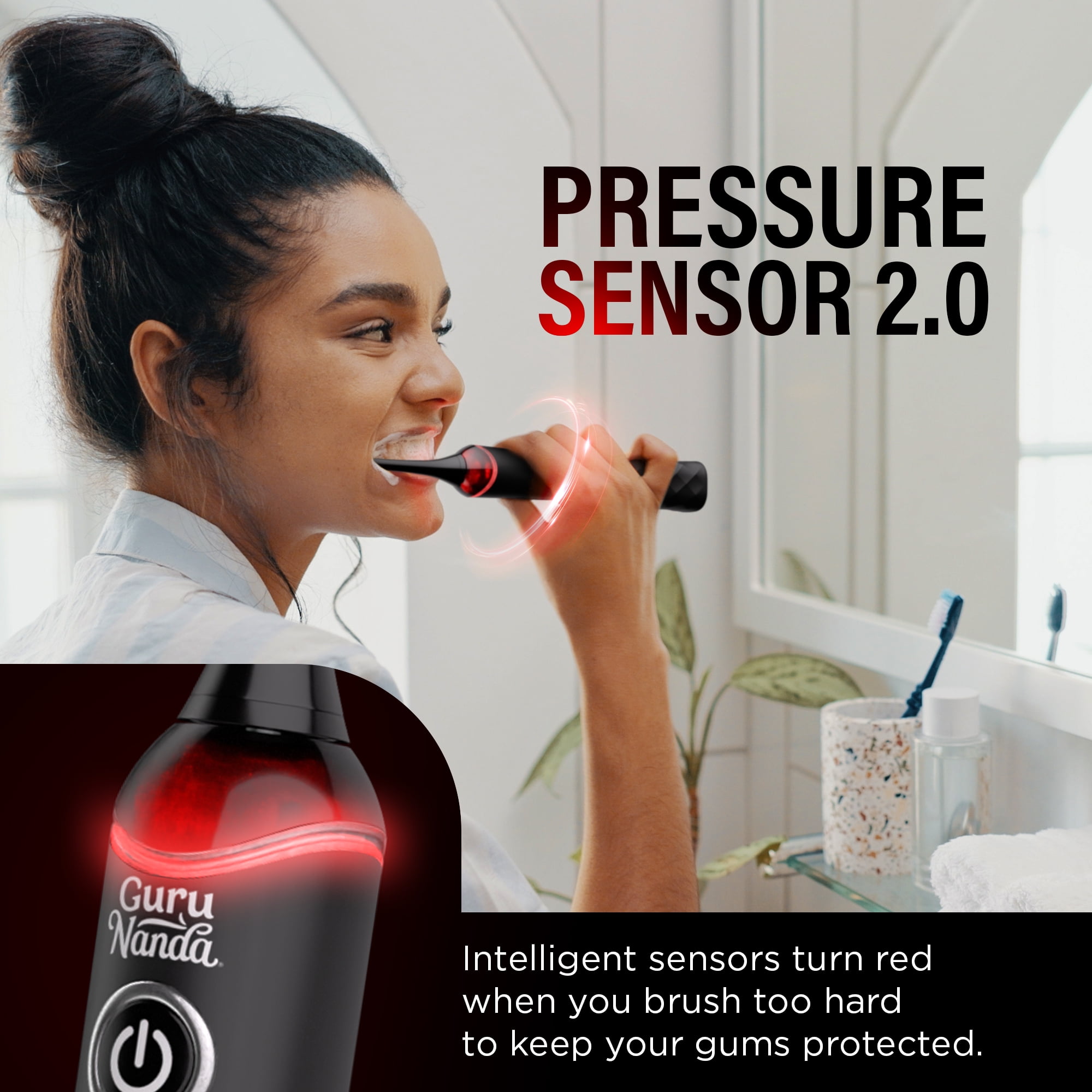 GuruNanda  Pressure Sensor 2.0 Electric Toothbrush with Butter on Gums Bristles