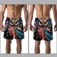 thumbnail image 3 of luoweisi Men's Beach Shorts Quick Dry Swim Trunks with Mesh Lining Cartoon Owl XL, 3 of 5