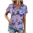thumbnail image 2 of Fiudx Camisetas para Mujer Top Informal de Primavera y Verano de Manga Corta con Cuello En V para Mujer, 2 of 4