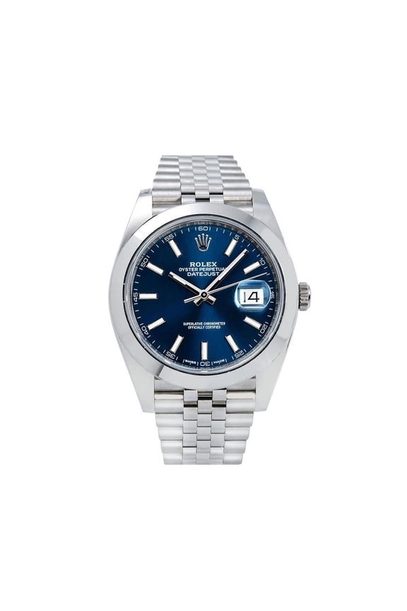Pre-Owned Rolex Datejust 41MM 126300 Blue Dial Smooth Bezel Stainless Steel Jubilee Bracelet