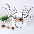 thumbnail image 3 of Slccxzc Floral Deer Antler Headband Forest Fairy Tree Branch Headpiece for Halloween Party, 3 of 7
