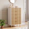 thumbnail image 1 of Commode Moderne Blanche à 5 Tiroirs, Poignées Dorées, Organisateur Élégant, 1 of 2