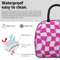 thumbnail image 3 of Pink and White Wavy Checkered Pattern Insulated Leakproof Lunch Box for Work, Lunch Bag for Women Men, Loncheras Para Mujer for Beach Travel Picnic Camping, 3 of 6