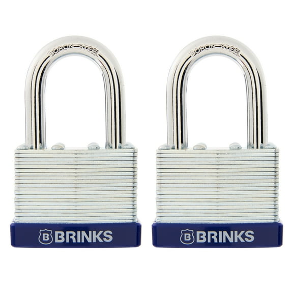 Brinks Laminated Steel 50mm Keyed Padlock with 1 1/2in Shackle, 2 pack