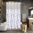 thumbnail image 5 of Spring Flowers No Hooks Shower Curtain with Snap-in Liner Purple Orchids Plant Leaves Shower Curtains for Bathroom, Waterproof, Easy Install, Washable 54"x78", 5 of 9