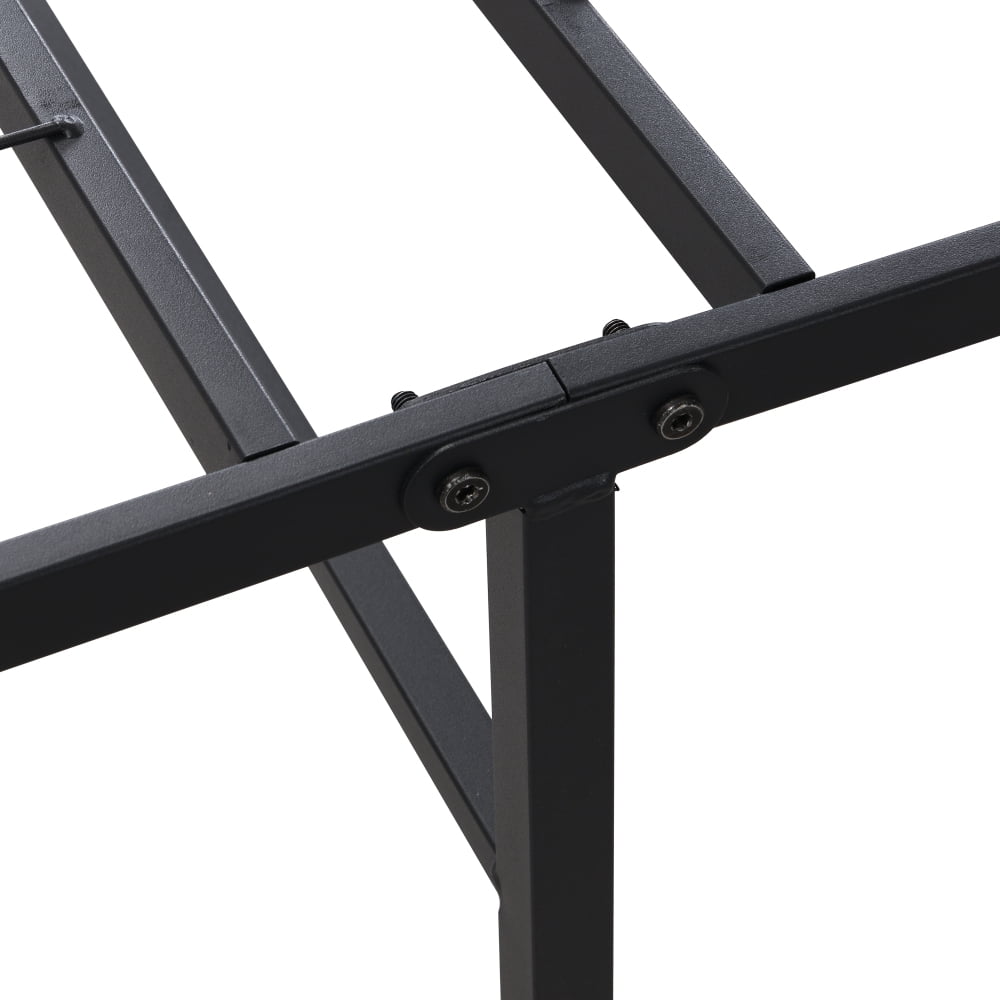 Queen&King Metal Platform Folding Bed Frame 14 Inch High   Queen Size Box Spring Replacement Heavy Duty Steel Slat  Easy Assembly Under-Bed Storage,Black