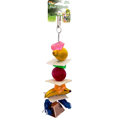 Penn-Plax Bird-Life Fruit Kabob Bird Toy with Bell – Various Textures, Materials, and Colors – Great for Parrots and Large Birds – Extra Large