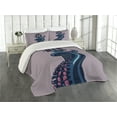 thumbnail image 2 of Ambesonne Octopus Quilted Coverlet 3 Pcs, Guitar Music, King Size, Lilac Blue, 2 of 4