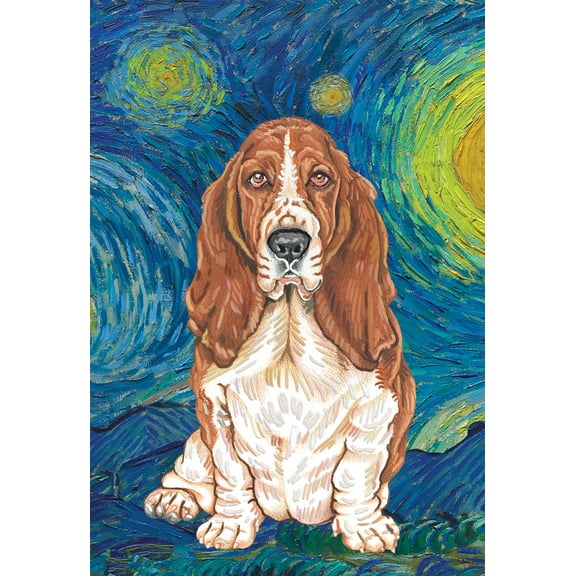 Basset Hound - Best of Breed Van Gogh Garden Flag