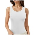 thumbnail image 2 of IWRICH Womens Sleeveless U-Neck Tank Tops Fashion Summer Casual Basic Slim Fit Ribbed Racerback Top Shirt Clothes White XL, 2 of 5