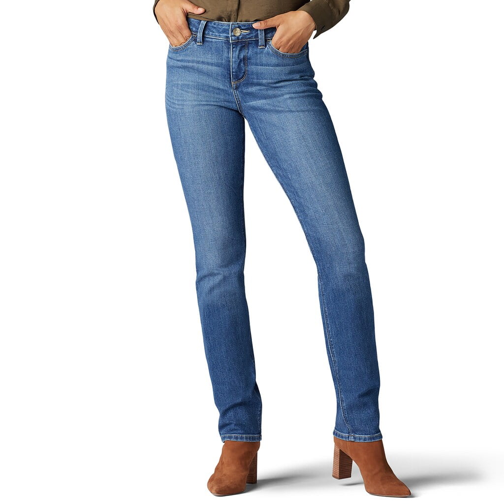 Lee - Women's Lee Secretly Shapes Straight-Leg Jeans Serene - Walmart ...