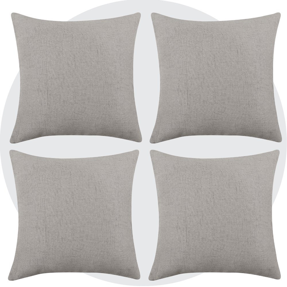 Deconovo Light Gray Pillow Covers Faux Linen Throw Pillow Case Covers