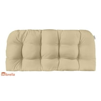 RSH Decor: Tufted Wicker Loveseat Cushion| 41" x 19" | Sunbrella Performance Fabric | Canvas Antique Beige
