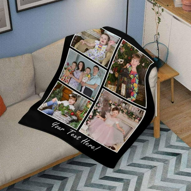 Custom Photo Collage Blanket for Family Customized Bed Blanket with 10 Pictures Text for Best Friends Kids Personalized Your Own Photos on Throw Blanket for Birthday Memorial Gifts Walmart Business Su...
