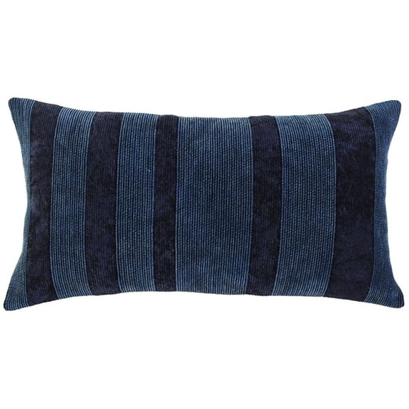 Rizzy Home 14" x 26" Poly Filled Pillow with Cotton Viscose Velvet Cover-Navy