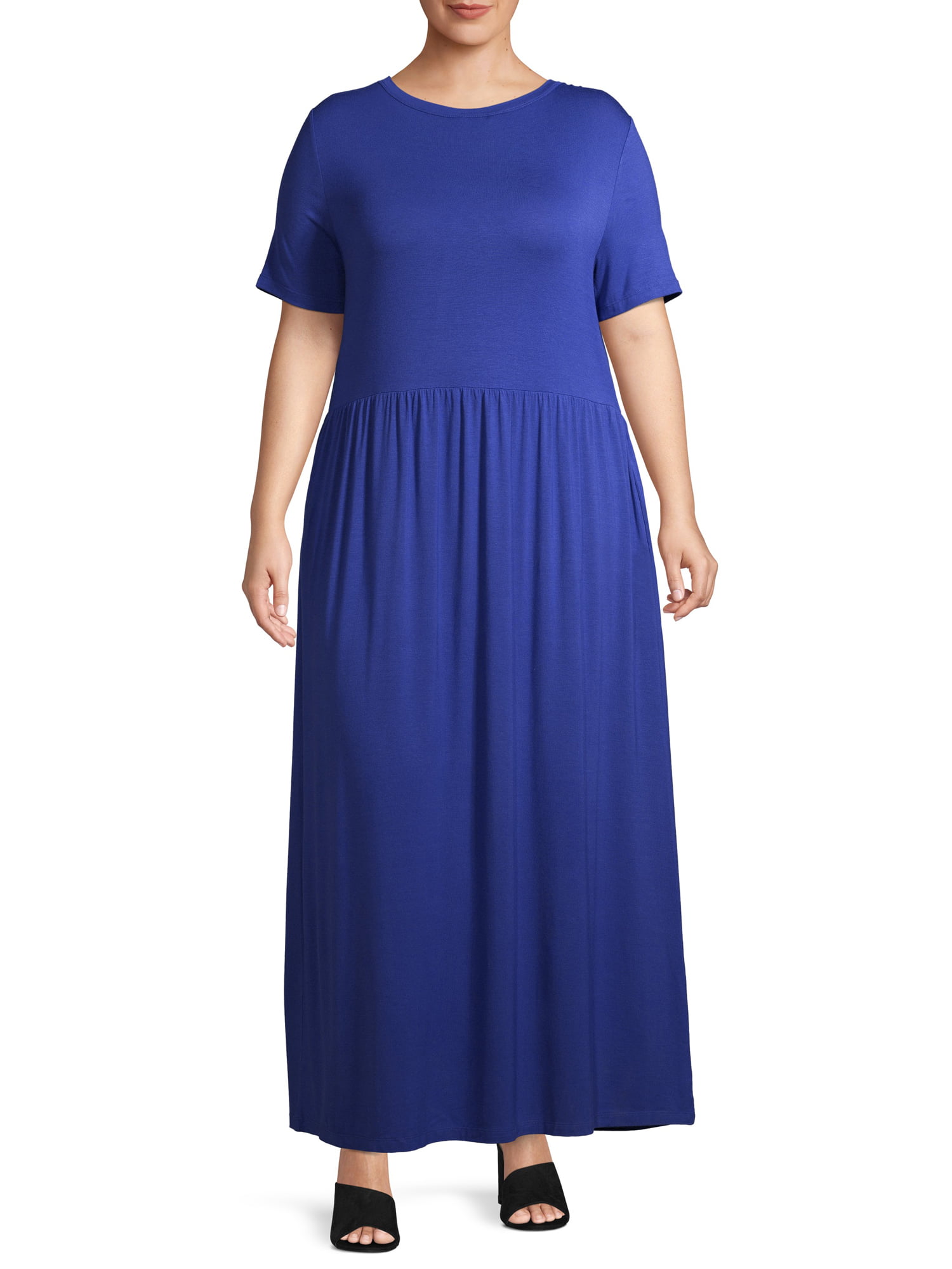 Terra & Sky Women's Plus Size Maxi Dress with Pockets - Walmart.com