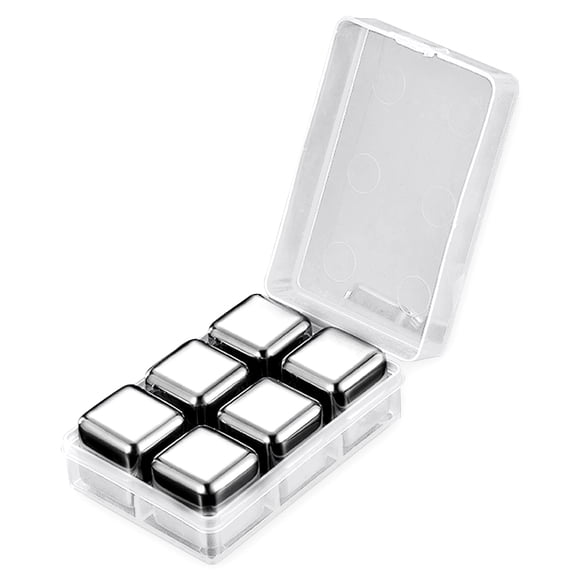 Pub vino enfriando piedras de enfriamiento bebidas de acero inoxidable cubitos de hielo fiesta de cumpleaños rock bartender accesorios suministros para el hogar 6pcs cubos Methold HA011774-04