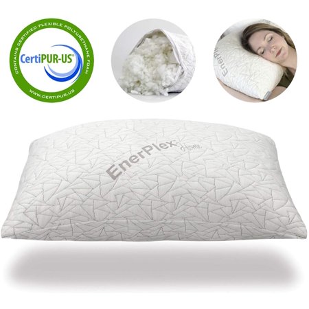 EnerPlex CertiPUR-US Certified Never-Flat Luxury Memory Foam Queen Pillow Shredded Bed Cooling Adjustable