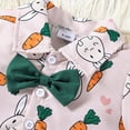 thumbnail image 5 of Kaprioy My First Easter Baby Boy Outfit Boys Eeaster Outfit Bunny Print Button Up Shirt Top with Bow Tie+Shorts Suits Set Summer Clothes Easter Shorts Set, 5 of 6