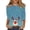 18# Blue, variant on Women Christmas 3/4 Sleeve Printed Top Round Neck Holiday Pullover Shirt 2XL