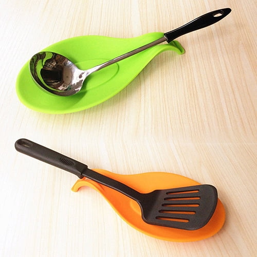 New Heat Resistant Silicone Spoon Fork Mat Rest Utensil Holder Tool 5Colors FI 