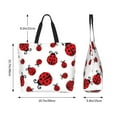 thumbnail image 5 of Pofeuu Fly Flying Ladybug Print Reusable Grocery Bags - Washable, Foldable, Packable Tote, Large Handles, Heavy Duty, Zippered Top Pouch, 5 of 8