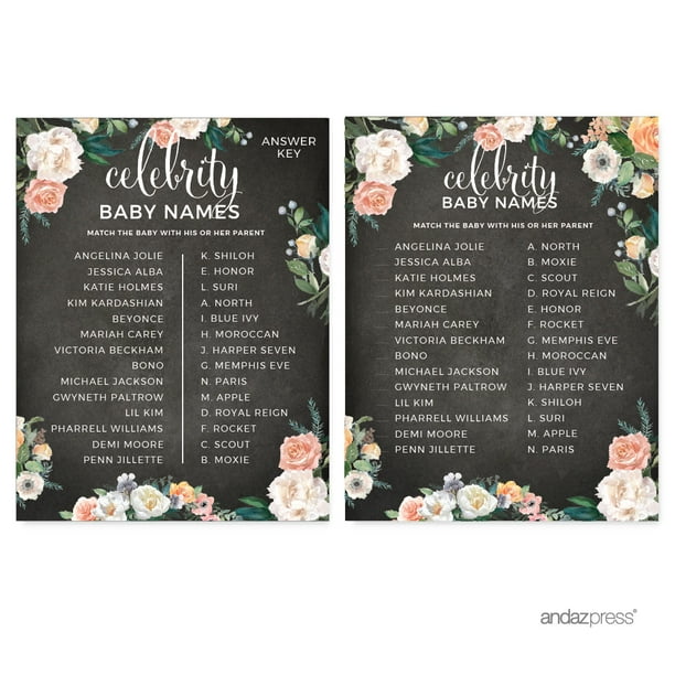Peach Chalkboard Floral Garden Celebrity Name Game Cards Pack Games Walmart Com Walmart Com