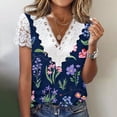 thumbnail image 2 of Mujeres moda verano Sexy pliegue impreso regular mujeres manga corta cuello en V botón Top OAVQHLG3B Store  lin121212, 2 of 4