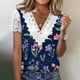 thumbnail image 2 of Mujeres moda verano Sexy pliegue impreso regular mujeres manga corta cuello en V botón Top OAVQHLG3B Store  lin121212, 2 of 4