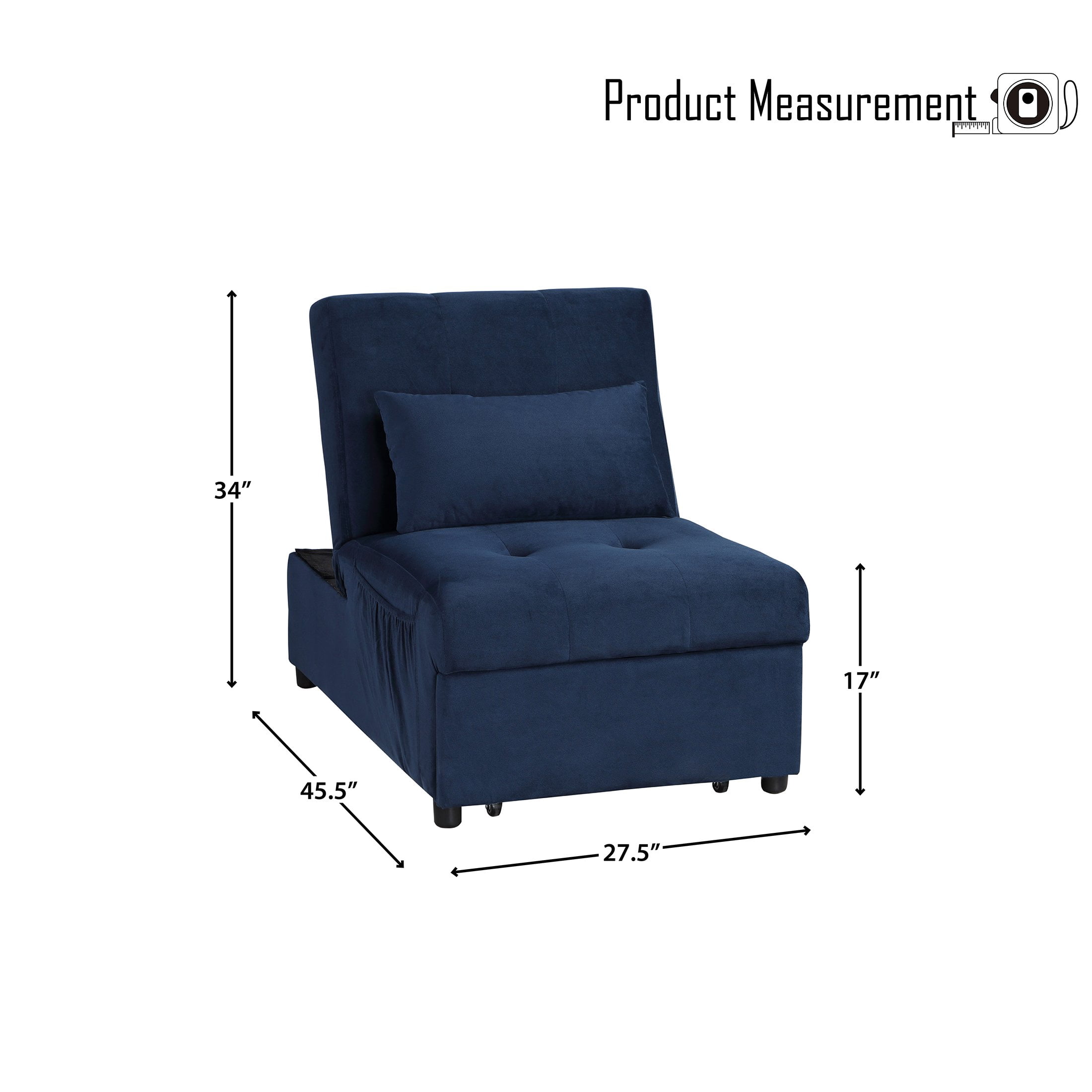 OakvillePark Kotey 4-in-1 Convertible Futon Chair, Blue