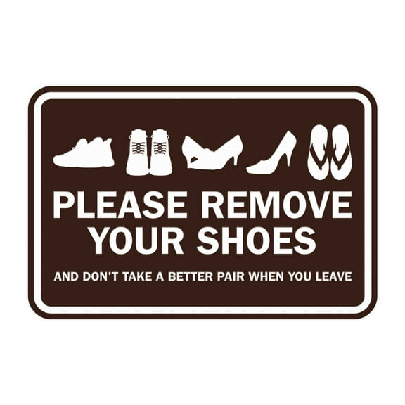 Classic Framed Please Remove Your Shoes Sign (Dark Brown) - Medium