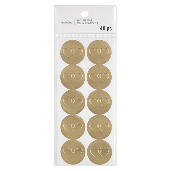 12 Packs: 40 ct. (480 total) Gold Hearts Envelope Seals by Recollections