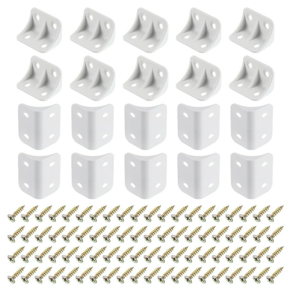 50 Pcs Plastic Corner Braces, 1.42" x 0.94" x 0.94" L Shape Bracket, White