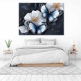 thumbnail image 3 of Mudket Blue and Gold-Trimmed Butterflies with White Roses Canvas Wall Art, Floral Wall Decor, Framed Ready to Hang Artwork for Living Room Bedroom Office - 12"L x 8"W, 3 of 10