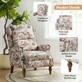 thumbnail image 6 of Manual Recliner Wingback Roll Arm Nailhead Wood Leg Home Living Room Bedroom Floral pattern, 6 of 7