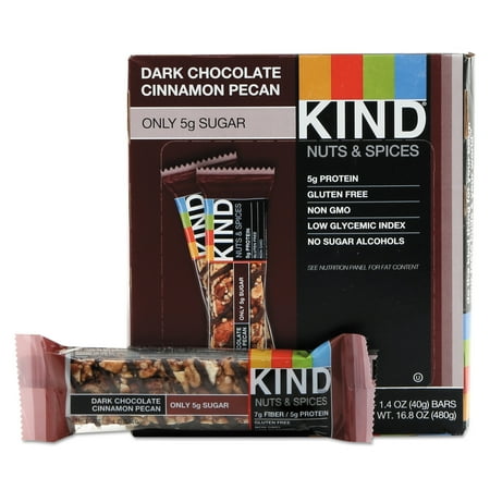 KIND Nuts and Spices Bar, Dark Chocolate Cinnamon Pecan, 1.4 oz, 12/Box