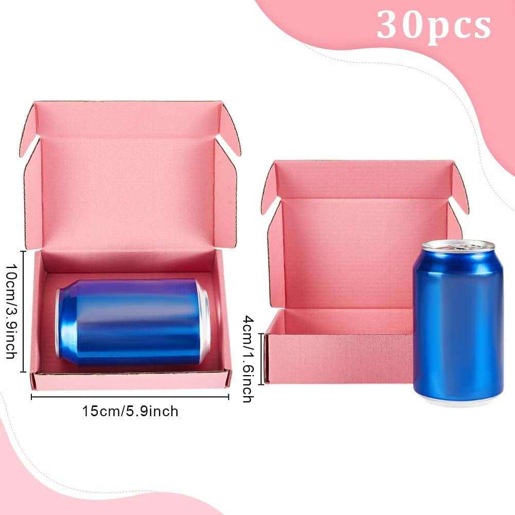 30pcs Cardboard Paper Shipping box Mailing Folding box Rectangle Pink 15x10x4cm