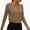 Khaki, variant on Womens Long Sleeve Crewneck Top, Slim Fit Crop Layering Workout Top, all warm causual Undershirt