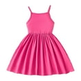 thumbnail image 4 of Gubotare Summer Dresses for Little Girls Girls Dress Toddler Girl Floral Print Dress Summer Knee Length Ruffle Halter Spaghetti Strap Kids Casual Beach Tea Party Dresses (Hot Pink,Size 6-7 Years), 4 of 7