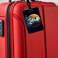 thumbnail image 5 of Alien Sitting Moon Planet Space Faux Leather Travel Luggage Tag, 5 of 7