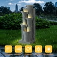 thumbnail image 2 of Magic Union Outdoor Water Fountain, 5 Tiers Cascading Waterfall Indoor Water Feature Garden Decor with LED Lights, Fountains Outside Patio Resin for Yard, Deck, Porch and Home, Bamboo Elements, 2 of 8