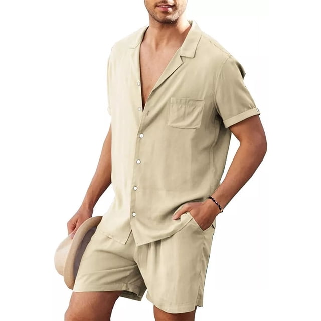 Conjunto De Camisa Para Hombre Casual Vacaciones Playa Moda