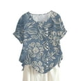 thumbnail image 2 of ALLLIST Relaxed Fit Women's Tops White Holiday Blouses Floral Casual Short Sleeve Shirts Women's Clothing, 2 of 3