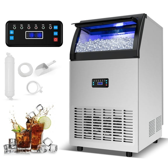 Commercial Ice Makers,100LBS/24H Spray Ice Machine with 44Lbs Storage,Auto Self-Cleaning for Crystal Clear 4x9 Cubes ice Making for Home Office Bar