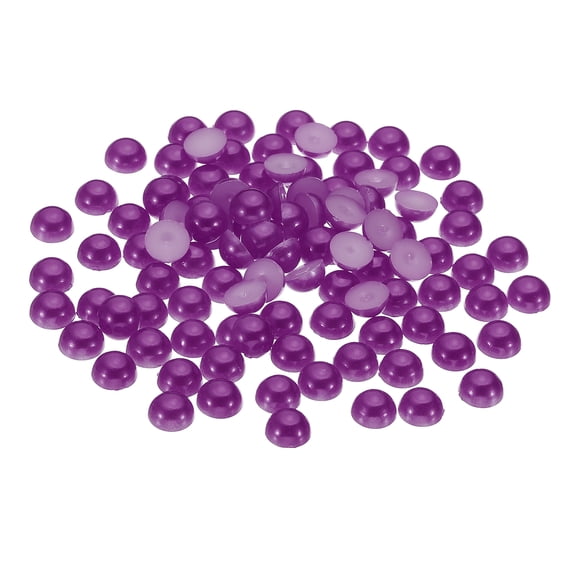Uxcell 500Pcs Flatback Pearls Beads for Crafting, 10mm Half Round Resin Beads Flatback Pearls for Nail Charms, Purple
