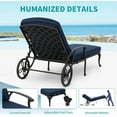 thumbnail image 6 of Villeston Outdoor Recliner, Cast Aluminum, with Wheels and Adjustable , Dark Blue Cushions, 6 of 7
