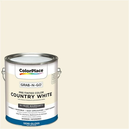 - ColorPlace Pre Mixed Ready To Use, Interior Paint, White, Semi-Gloss Finish, 1 Gallon